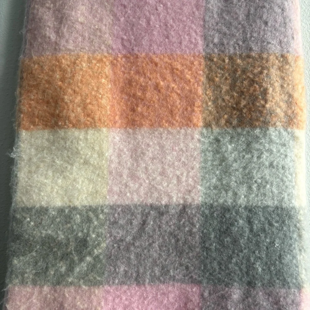 NWT Martha Stewart Decorative Throw - Pink, Gray, Cream Colorful Plaid Recycled